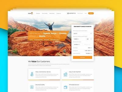 Remit Redesign clean finance homepage orange redesign remit services ui ux web design