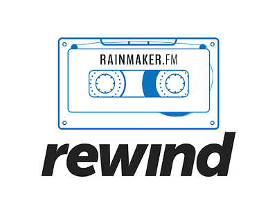 Rewind blue cassette flat icon podcast rewind white