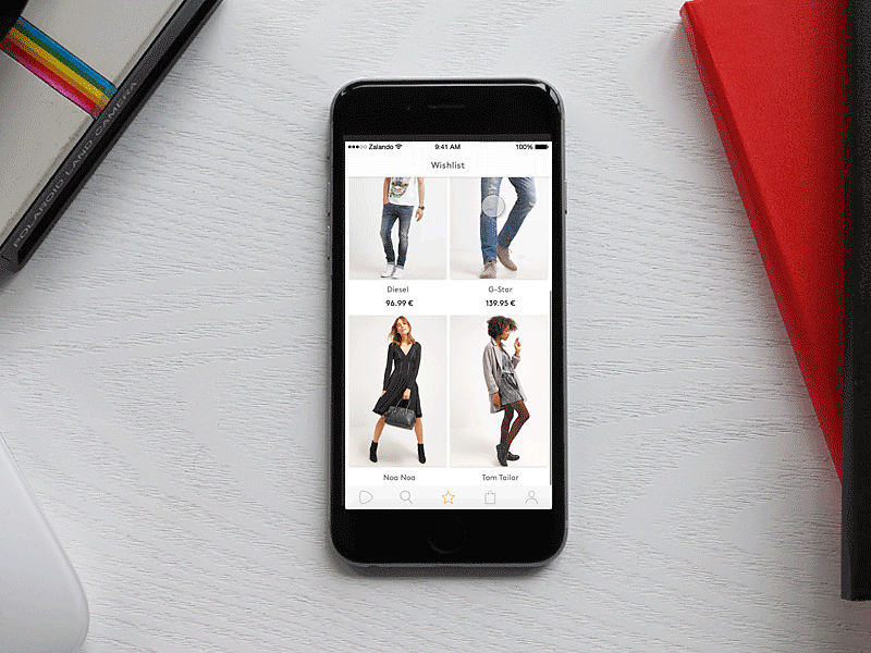 Screen transitions fashion flinto interaction ios products transitions zalando