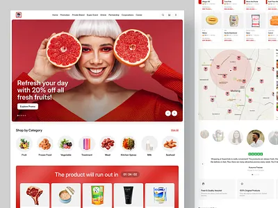 Redesign Grocery Landing Page - Superindo ecommerce food food delivery food delivery service fruit grocery grocery store maket place market olshop online shopping produce shop shopping shopping cart store supermarket vegetables vegetarian web design