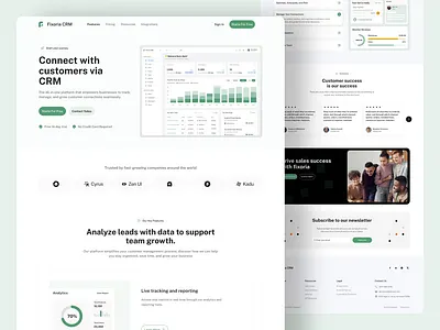 CRM Landing Page analyticsdashboard b2bmarketing businesscrm conversionoptimization crmdesign crmsoftware customerengagement customermanagement customerrelationshipmanagement datavisualization fixoriastudio leadmanagement minimaldesign modernui saasdesign saaswebsite salesanalytics salescrm salesdashboard uxdesign