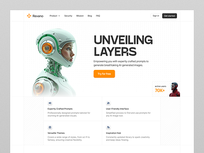 Revano - Website Design ai ai image aiux image generate landing page revano ui uidesign uiux website design