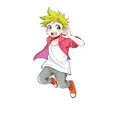 Energetic Anime Boy in a Dynamic Pose animation