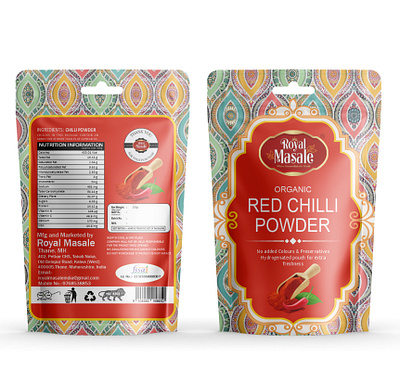 Red Chili Powder Pouch Design box design brand design branding lael design logo design packaging packaging design pouch design product design red chili powder red chili powder packaging red chili powder pouch design spices