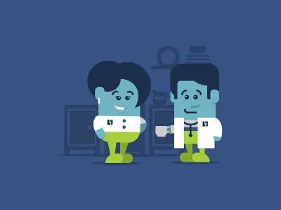 Ms R & Dr T character cute hospital illustration medical medicine