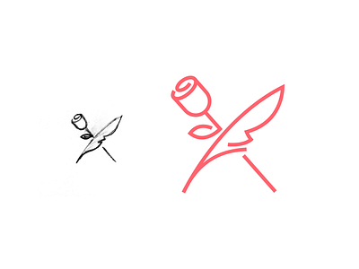 Rose feather icon logo mark rose