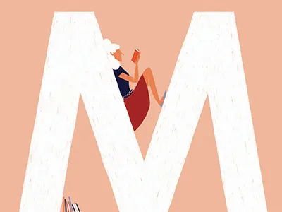 Alphabet - M alphabet books capital letters comics fanzine giovanna giuliano illustration letter library magazine people reading