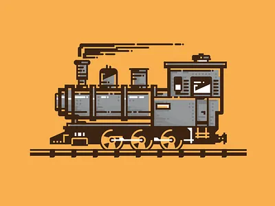 old steam engine flat design geometric metal rails retro steam engine vehicle