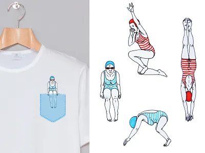 shirt prints sketch fabricprint shirt summer swimmer