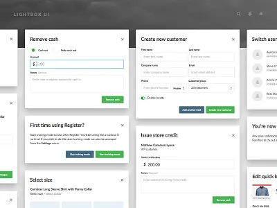 Lightbox UI buttons form lightbox modal popup ui