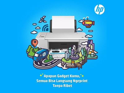 HP Wireless Printer gadget illustration isaindrapermana pindeusindra printer wireless