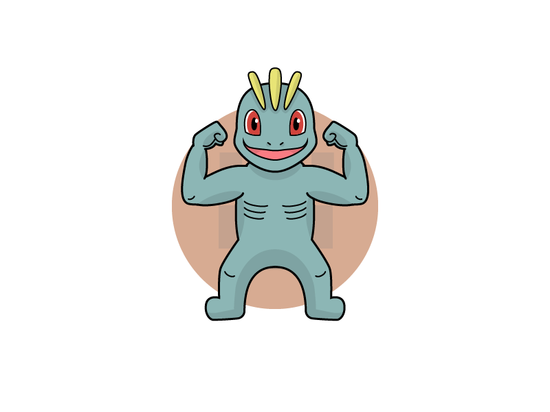 Machop fighting illustration machop pokeball pokemon summerproject vector