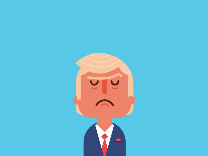 Trump caricature character editorial flat illustration politics spot vector