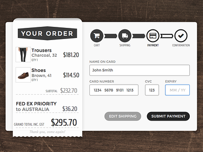 Daily UI 002 - Credit Card Checkout 002 daily ui retro rustic ui