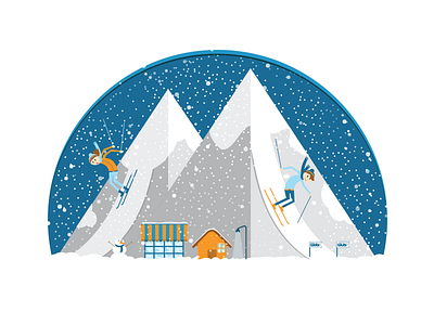 ski // illustration daniela illustration israel landing page ski snow travel ui