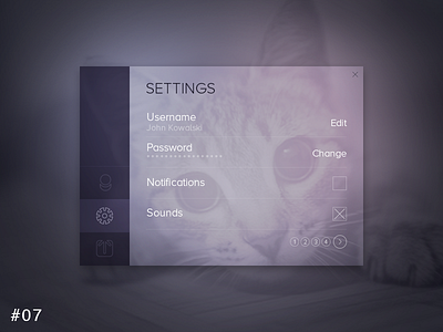 07 Settings app dailyui dashboard menu settings ui