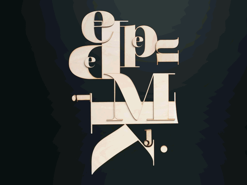 Tangible type cut font laser modern tangible type typography wood