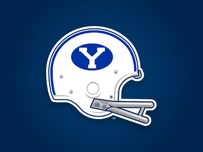 BYU Helmet - Old School branding cougars custom design football hand drawn helmet illustration lettering old school vintage y