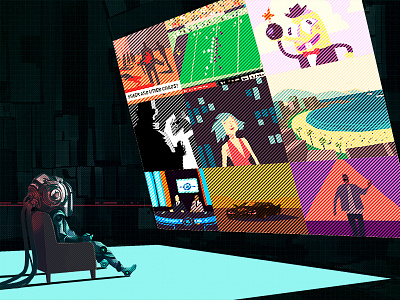 Information Overload art code css3 digital fantasy html illustration interactive media robots scifi tv