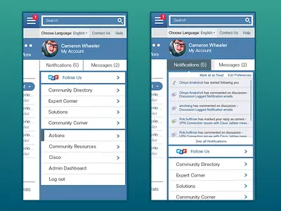 Cisco Support Community Mobile Menu cisco community forums menu mobile support