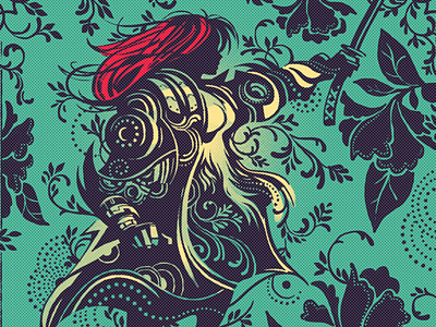 The Red-headed Warrior art design digital fantasy graphic illustration