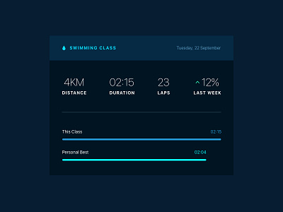 Shot 089 - Swimming Class activity dark data fitness graph interface map minimal time ui user visualisation