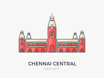 Chennai Central architecture british chennai chennaicentral illustration india karry kreativekarry railway station