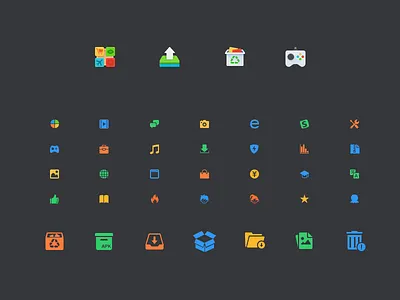Icon set detele download files game icon management money music software talking trash update
