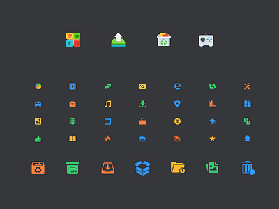 Icon set detele download files game icon management money music software talking trash update