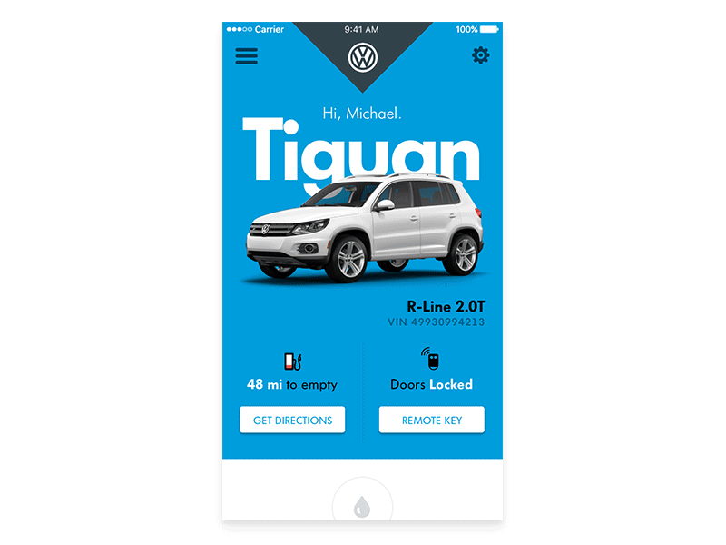 VW CarNet - Menu Animation app carnet connected car motion volkswagen vw