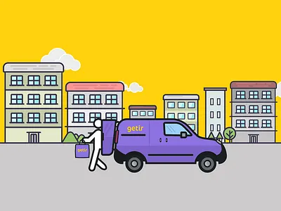 Getir delivery icon app character getir icon line mobile outline purple turkey ui ux vector
