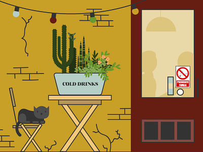 Barcelona barcelona cacti cafe cat icon illustration lights line travel vector