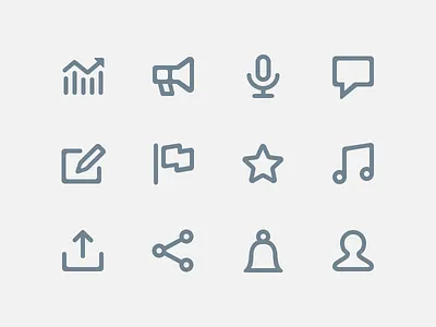 Bigger Icons audio glyph iconography icons line linear mixcloud music pictogram set stroke