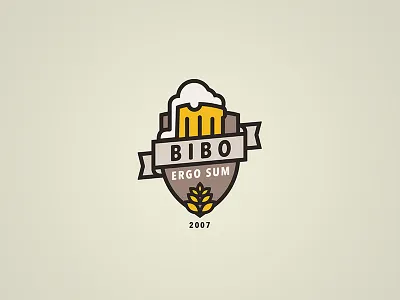 BIBO ERGO SUM Badge badge beer bibo ergo friendly german illustration logo mark party shield sum