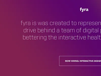 fyra Landing about page company gradient hiring landing page