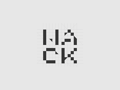 Hack grid hack hackathon identity logo pixels tech type wordmark