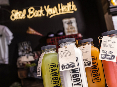 RAWBRY Bottles + Neon bottles branding cold press juice juicing neon organic packaging reno