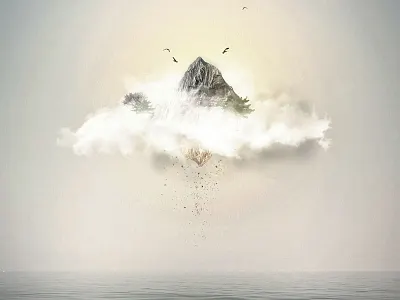 Neverland artwork clouds digital expo fantastic island photoshop psd sunset