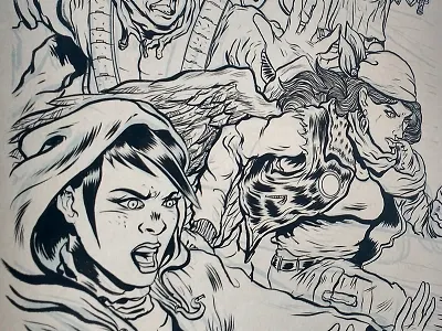 sketch for cover characters comics ink wip
