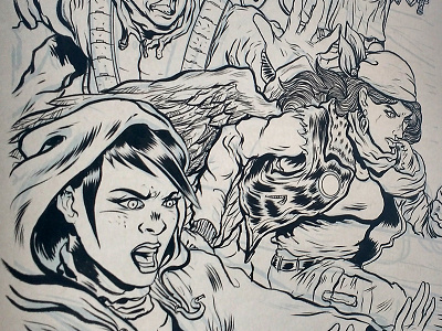sketch for cover characters comics ink wip