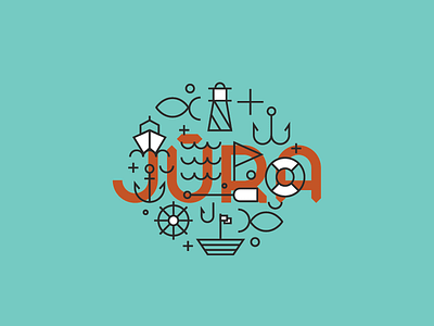 JŪRA (sea) boat design fish font icons identity illustration logo ocean sea symbol typography
