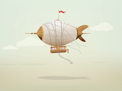 Airship aircraft airship blimp float fly muted steampunk