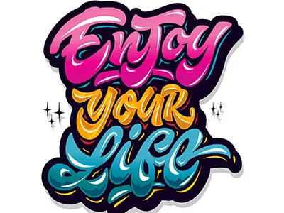 hey!vector "Enjoy your life" art hand lettering logo print sketch type