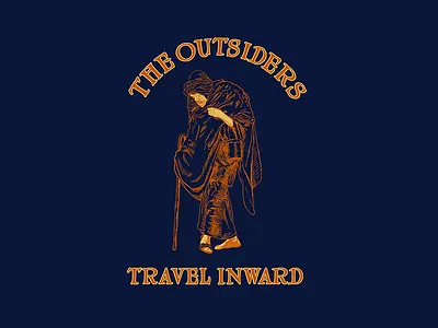 The Outsiders hand drawn illustration inward lettering man outsiders travel typography