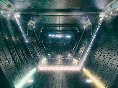 Hallway 3d corridor sci fi