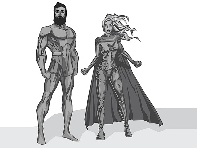 Geometric Superhero geometric greyscale illustrator superhero