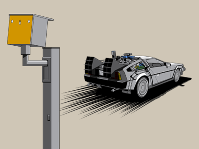 88mph back to the future cramped style delorean illustration mcfly retro speed camera