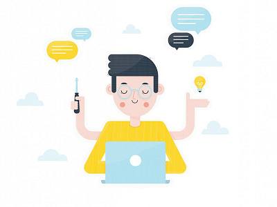 OKGO illustration computer desk illlustration men social media