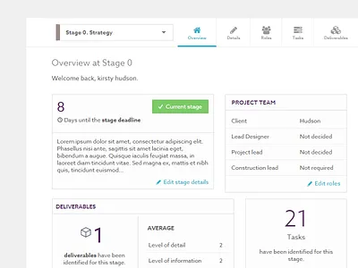 Overview overview stage deadline tasks ui ux welcome back