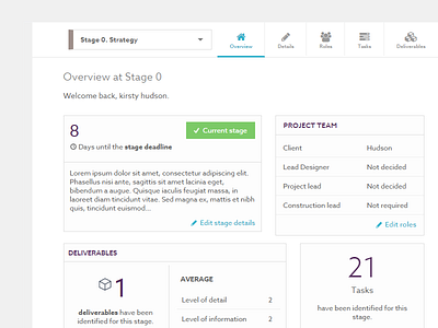 Overview overview stage deadline tasks ui ux welcome back